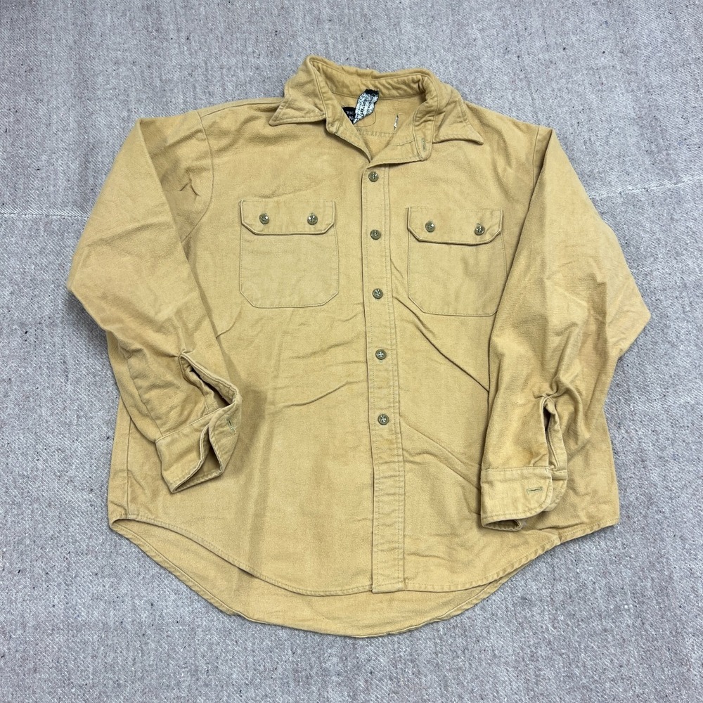 Vintage Norm Thompson Button Up Shirt Mens XL Yellow 1980s Chamois